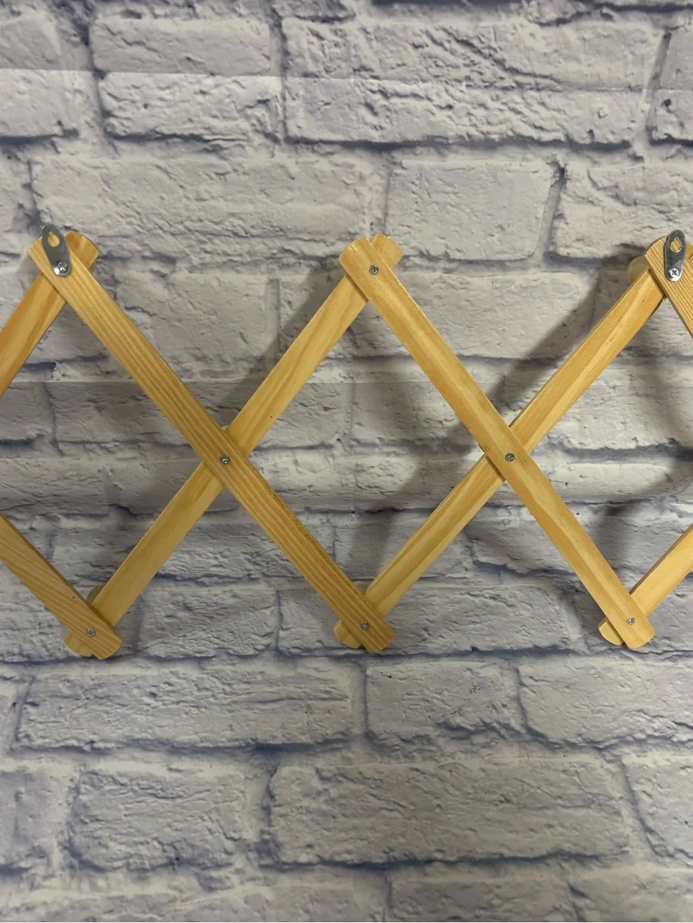 Vintage Wooden Accordion 10 Peg Rack Wall Coat Hat Hooks Expandable